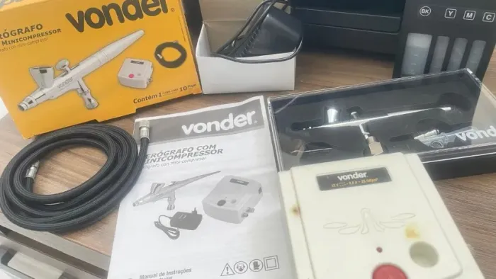 Aerógrafo Com Mini Compressor Bivolt Profissional - Vonder