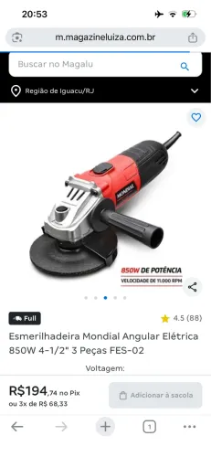 Esmerilhadeira, Mondial, 800W