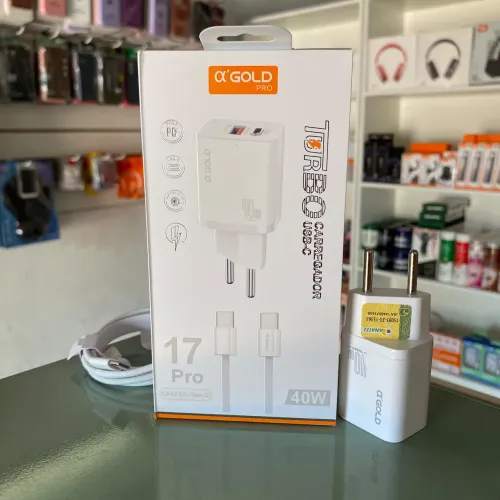 CARREGADOR USB-C DUPLO 40W GOLD