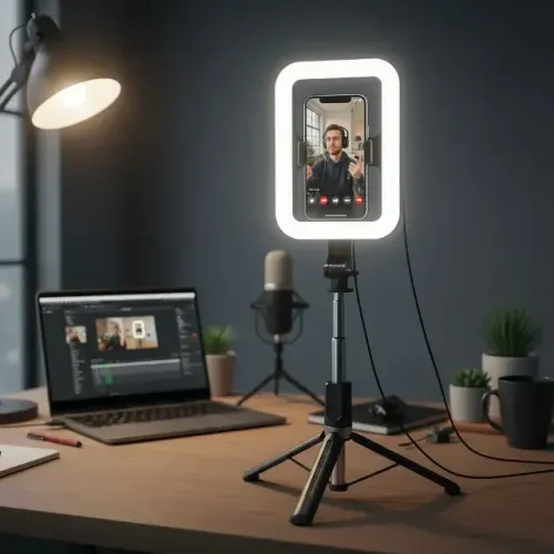 Ring Light Luminária Led Com Tripé Ajustável Suporte Celular LE-3508