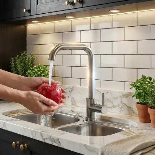 Torneira Fria Para Cozinha, Pia, Mesa, Bancada Aço Escovado FC-150