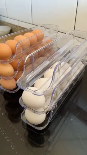 Porta Ovos de 3 andares Bandeja Dispenser Rolante Organizadora ate 21 Unidades
