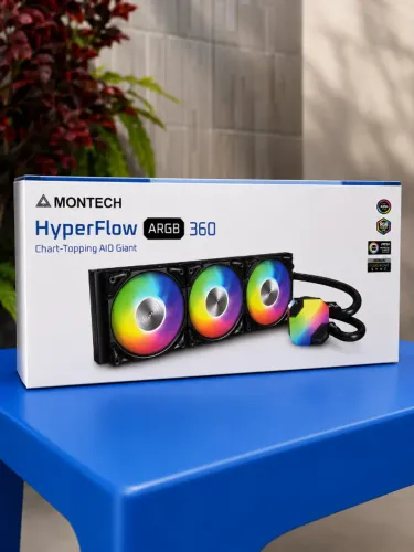 Water Cooler Montech HyperFlow, 360mm, com 3 Fans ARGB, Preto - LACRADO