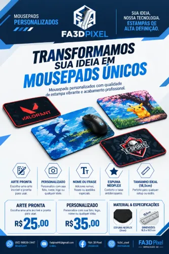 Mousepad Personalizado (Gamer, Anime e Logotipos)