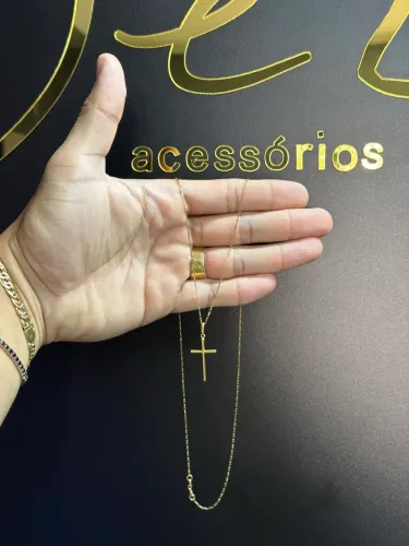 Corrente + Pingente Cruz Ouro18k 
