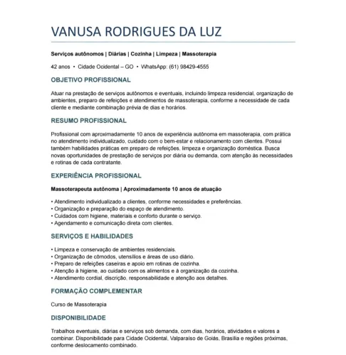 Serviços de cozinha e preparo de refeições por diária