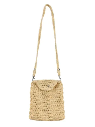 Bolsa artesanal de crochê bege nova