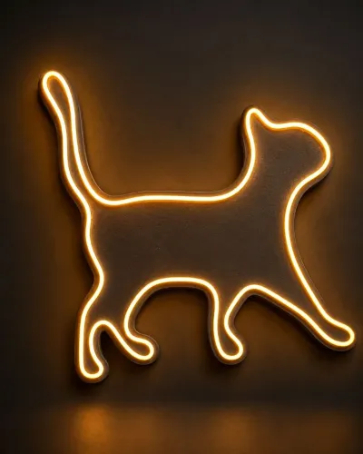 Gato de mdf com fita de led