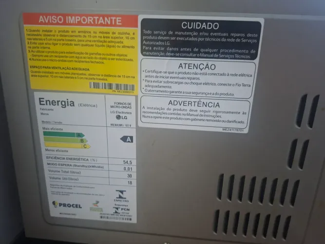 Micro-ondas LG 30 litros