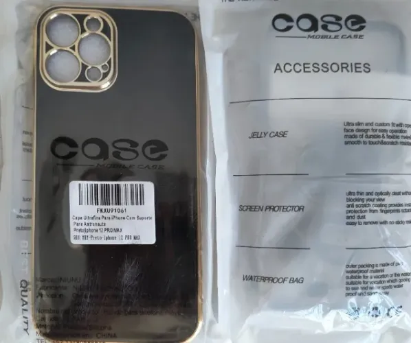 Lote 019 Capa Ultrafina para Iphone com Suporte para Astronauta Preto Iphone 12 Pro Max Ca