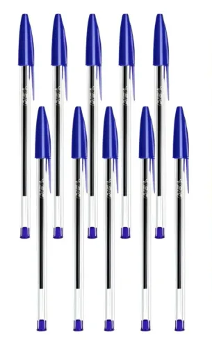 Kit com 10 canetas Big cristal azul 