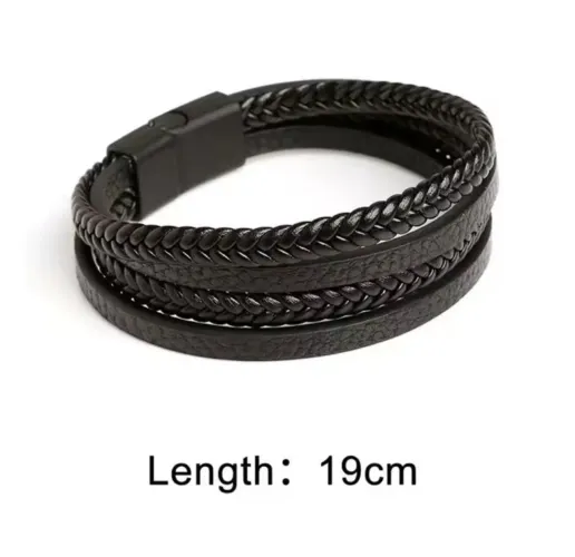 Pulseira couro 19cm fecho