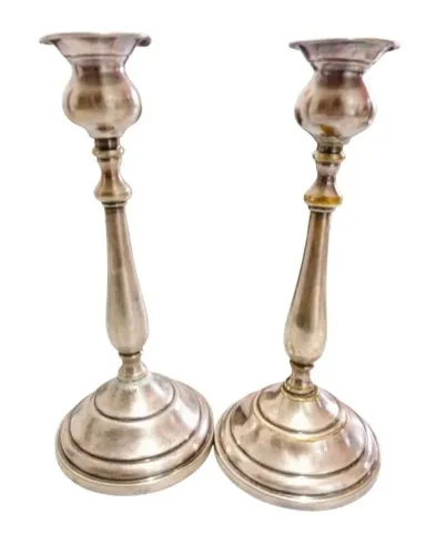 Par de castiçal Alemão Wolff prata 90 25 cm