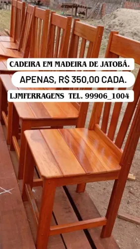 TRABALHAMOS COM CADEIRA EM MADEIRA MACIÇA DE JATOBÁ. 