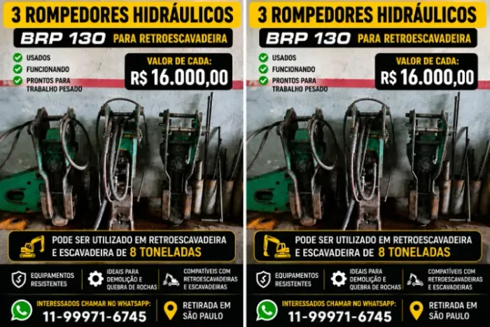 ROMPEDOR HIDRAULICO PARA RETROESCAVADEIRA E ESCAVADEIRA DE 8 TON