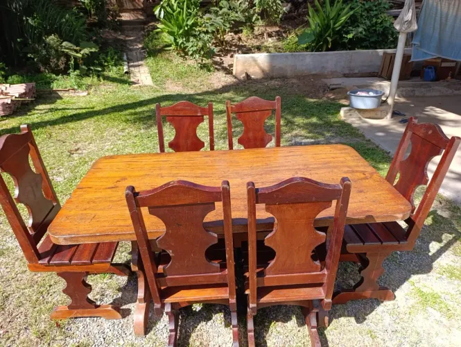 Mesa angelim pedra e balcão espelho