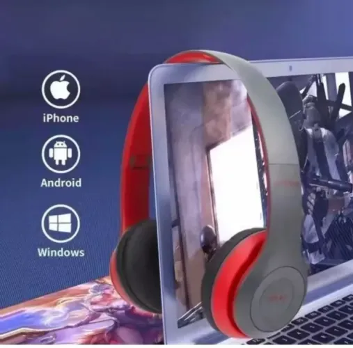 Fone de Ouvido (Headset Wireless) P47 Bluetooth (Sem Fio), Som Estéreo c/ Redução de Ruído