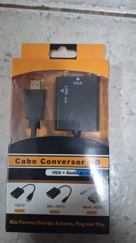 Cabo Adaptador Conversor HDMI para VGA com Áudio - Novo na Caixa!