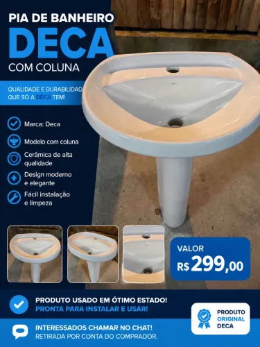 Pia de banheiro semi novo com pé de apoio