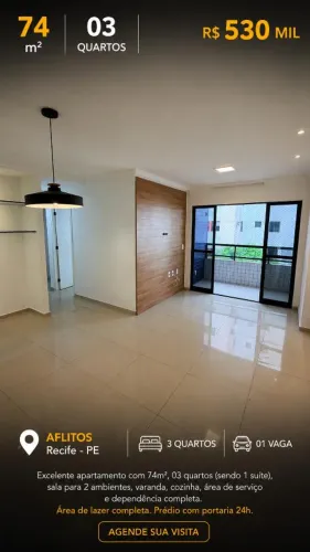 Aflitos | 03 quartos | 01 vaga | R$ 530 mil |