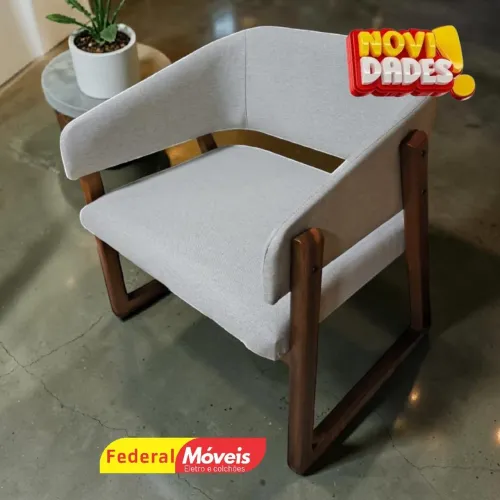 Poltrona para Recepção em Linho e Madeira Preço Imbatível - Chama no WhatsApp 