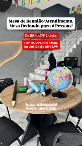 Mesa de Reunião, Redonda para 6 Pessoas!