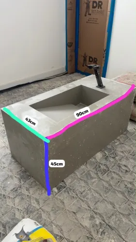 Bancada para Banheiro 90cm em Porcelanato - Cuba Esculpida