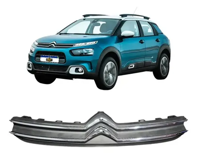 Grade Radiador C4 Cactus 2019 20 21 22 2023 Friso Cromado   Preto