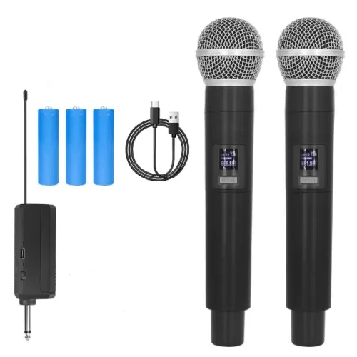 Microfone Sem Fio UHF com Bateria Recarregável