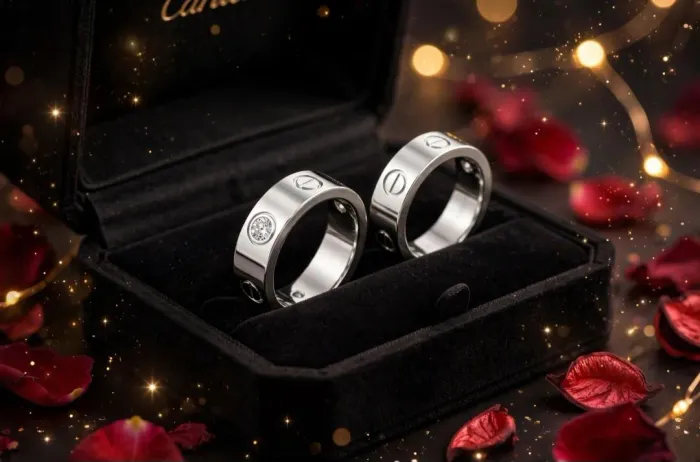 Par de alianças love cartier prata