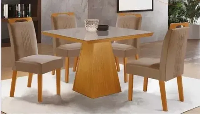 Mesa de 4 cadeiras Madeira Maciça nova lacrada