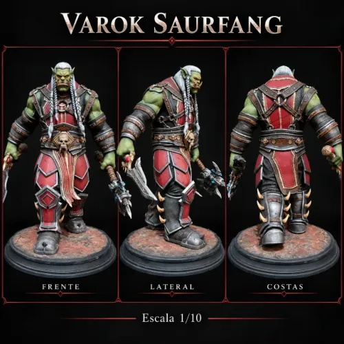 Estátua Varok Saurfang Impressão 3D Resin Pintada à Mão - Action Figure WoW