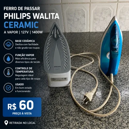 Ferro de Passar Philips Walita Ceramic a Vapor - Usado