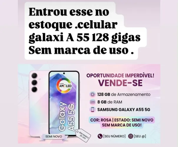 Vendo celular a 55 Samsung semi novo sem nenhuma marca de uso
