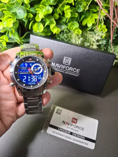 NAVIFORCE NF9163 ORIGINAL MASCULINO - AÇO INOX + DIGITAL E ANALÓGICO