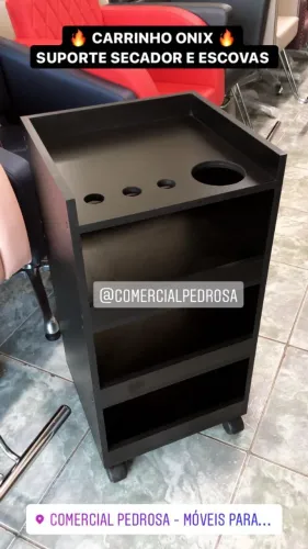 Carrinho Auxiliar para Cabeleireiro de Salão de Beleza com Suporte de Secador Novo