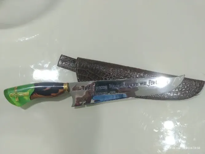 Faca Artesanal Churrasco Forjada 10 pol. Aço 420 Inox 3mm