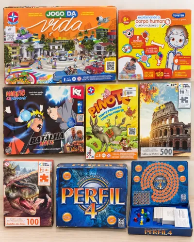 Lote 7 Jogos Infantis e Família - Naruto, Perfil 4, Jogo da Vida + Outros