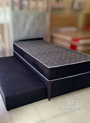Cama box Solteirao com auxiliar em molas mais colchão D33 em espuma conforto e economia .