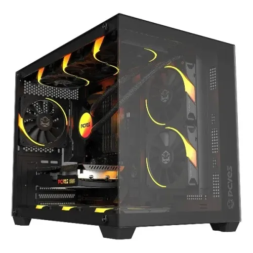 GABINETE GAMER PCYES FORCEFIELD MATX V2 BLACK VULCAN GFFV2BV (FANS NÃO INCLUSAS) NOVO!