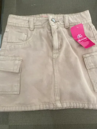 Minissaia cargo de sarja beje