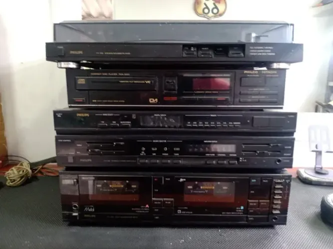 Som Vintage Philips Completo + Caixas FB335 - Sistema Antigo Raro