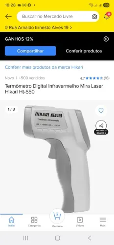 Termômetro Digital Infravermelho Mira Laser Hikari Ht-550