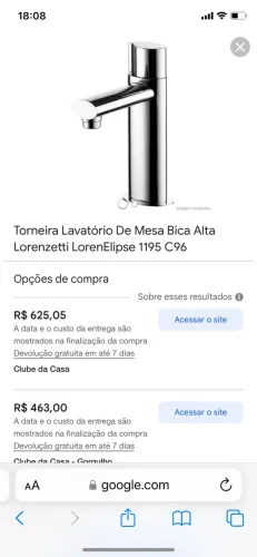 Lavatório mesa Bica alta Lorenzetti 