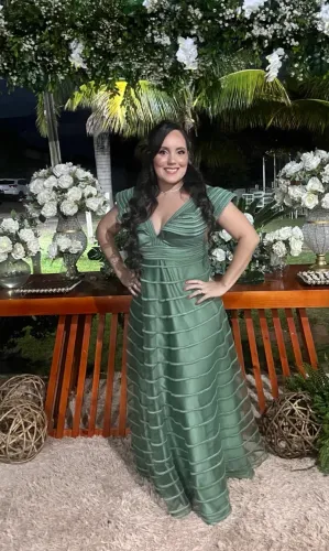 Vestido festa verde oliva