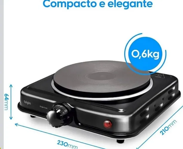 Fogão Elétrico Portátil Cooktop Elgin Single Cook 1 Boca - 220V