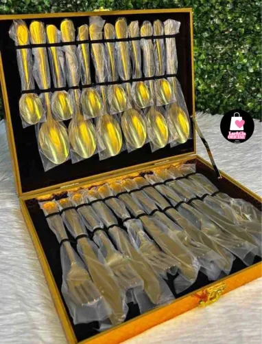 Jogo de Talheres Dourado Luxo - 24 Peças + Maleta Exclusiva! ?