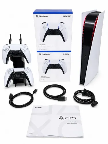 PS5 PLAYSTATION 5 + 2 CONTROLES ORIGINAIS + 30 JOGOS + SUPORTE + TODOS OS CABOS NA CAIXA