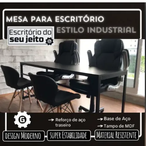 Mesa de Escritório Reforçada 1,80m NOVA Multiuso para Computador Notebook Home Office Birô