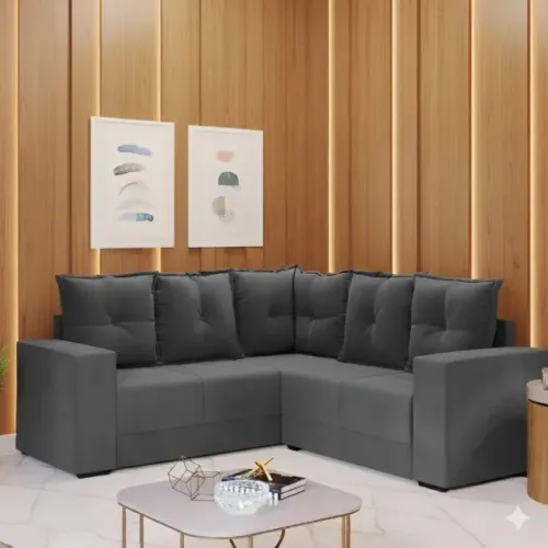 Sofá de Canto 1,82m Patricia Cinza - Ideal para Salas e Apartamentos